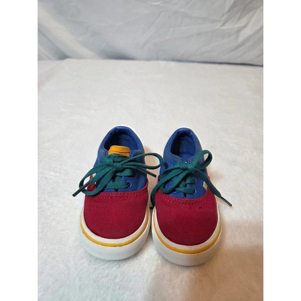 M345 Toddler Vans Red Blue Green Lace Up Sneakers & Mint Flip Flop Sandals 2...